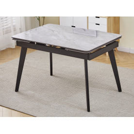 Стіл обідній розкладний OSLO CERAMIC 120(180)*80 сірий глянець/чорний каркас