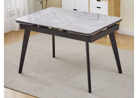 Стіл обідній розкладний OSLO CERAMIC 120(180)*80 сірий глянець/чорний каркас
