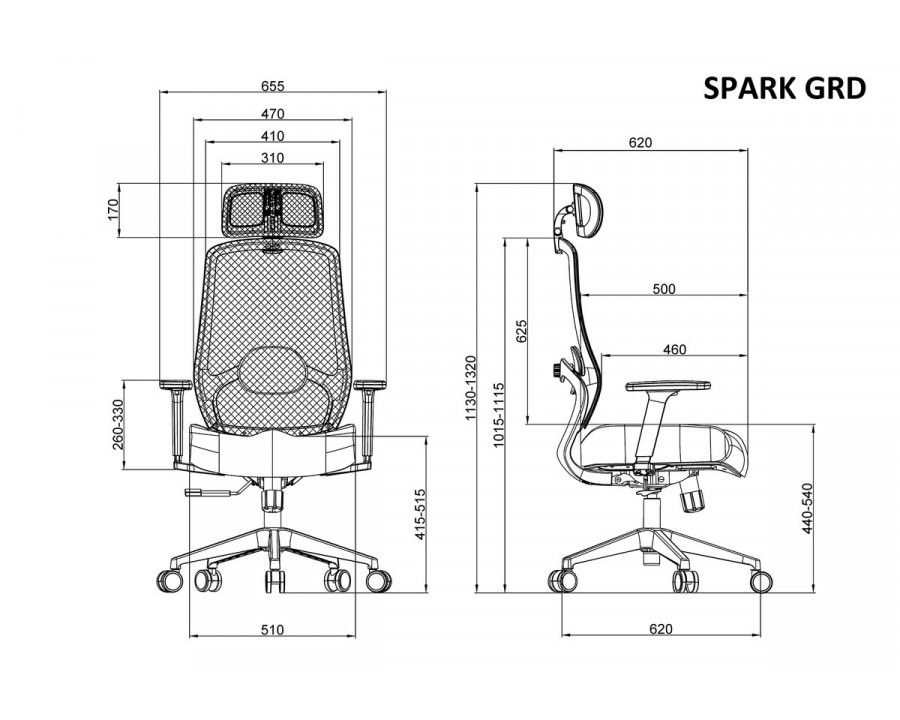 Крісло комп'ютерне поворотне SPARK градієнт / чорна тканина / сірий каркас