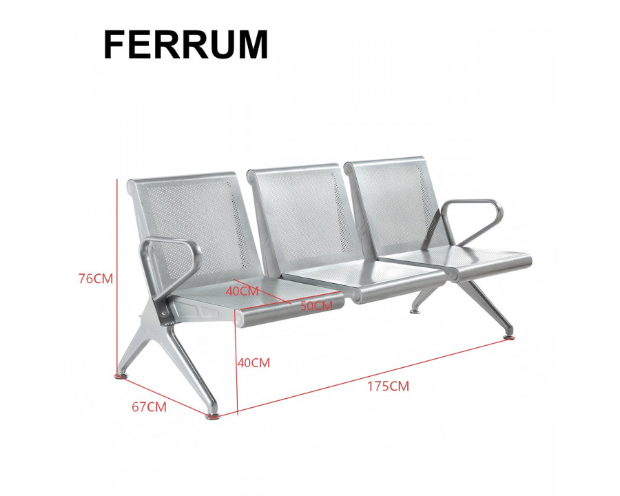 Секційні стільці для залу очікування FERRUM S3 3-місні срібні