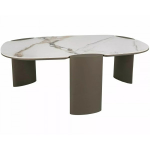 Стіл журнальний кавовий Adoro B 105×65 см Білий / Мідь