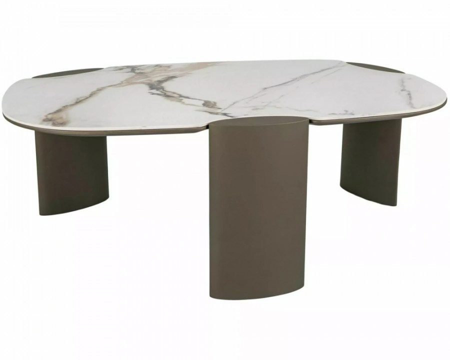 Стіл журнальний кавовий Adoro B 105×65 см Білий / Мідь