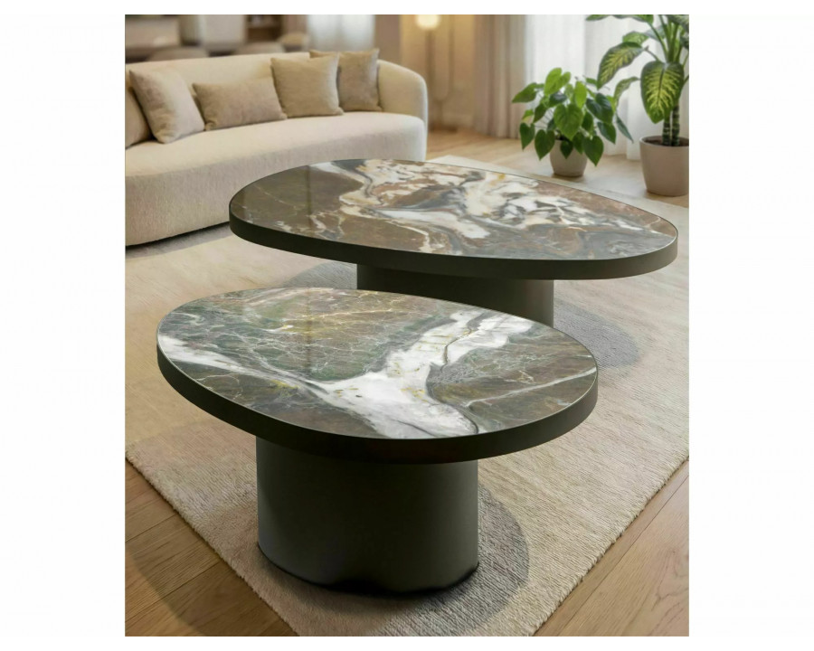 Стіл журнальний кавовий Gusto B 98×73 см Коричневий / Мідь