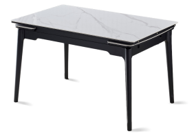 Стіл обідній розкладний BONN CERAMIC 130(180)*80 білий глянець/чорний каркас