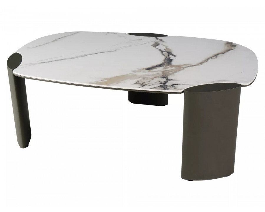 Стіл журнальний кавовий Adoro B 105×65 см Білий / Мідь