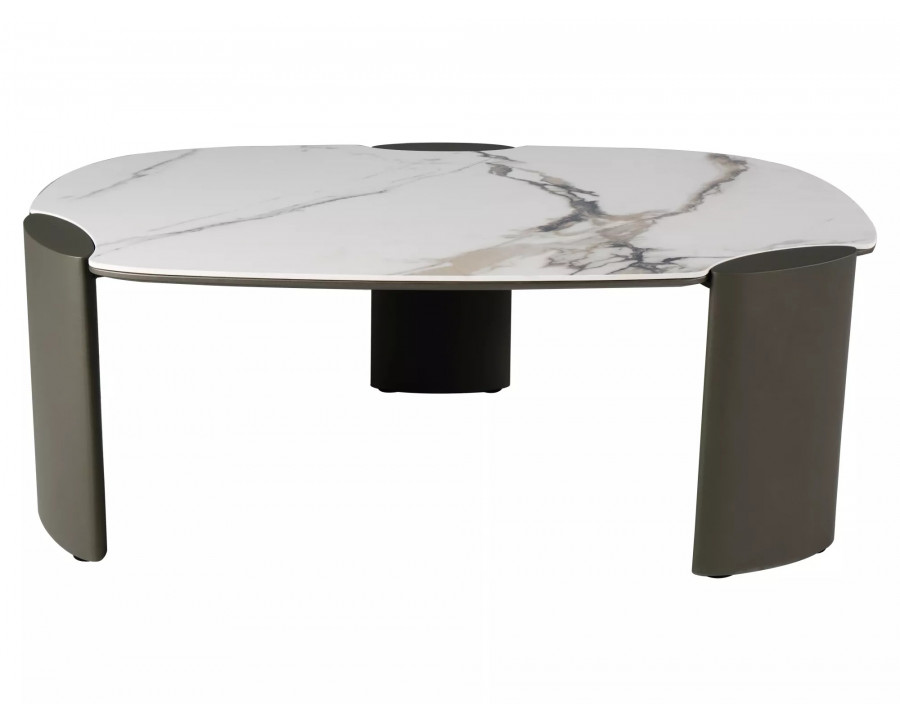 Стіл журнальний кавовий Adoro B 105×65 см Білий / Мідь