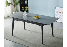 Стіл обідній розкладний BERLIN CERAMIC 140(180)*80 сірий мат кераміка/чорний каркас