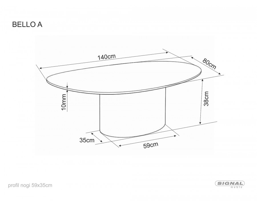 Стіл журнальний кавовий Bello A 120×80 см Чорний