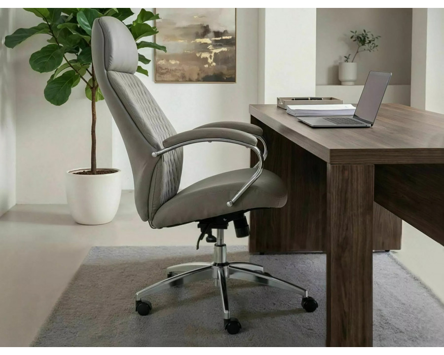 Крісло офісне комп'ютерне поворотне Q-09 Сіра екошкіра / Хром каркас