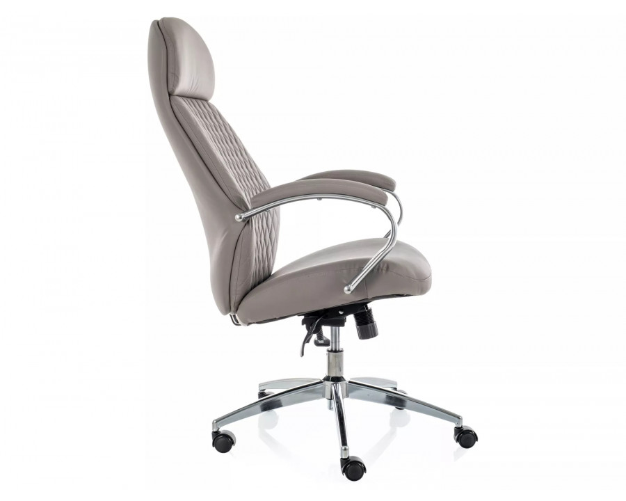 Крісло офісне комп'ютерне поворотне Q-09 Сіра екошкіра / Хром каркас