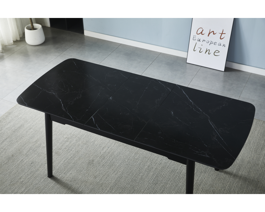 Стіл обідній розкладний BERLIN CERAMIC 140(180)*80 чорний мат кераміка/чорний каркас