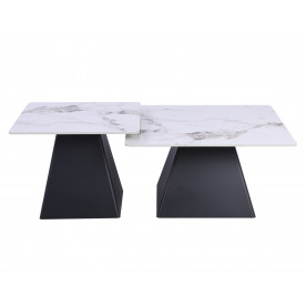 Журнальний столик INDIANA Білий глянець / Чорний (к-кт) 80 x 80 см. & 60 x 60 см.