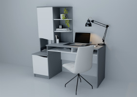 Комп'ютерний стіл Gaston Біла Аляска/Графіт лівий