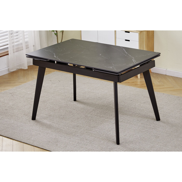 Стіл обідній розкладний OSLO CERAMIC 120(180)*80 чорний глянець/чорний каркас