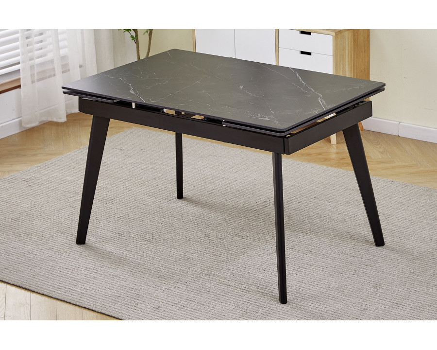 Стіл обідній розкладний OSLO CERAMIC 120(180)*80 чорний глянець/чорний каркас