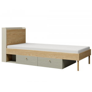 Ліжко односпальне YUKI REG 13 94х93х217 сірий / бежевий / дуб / евкаліпт