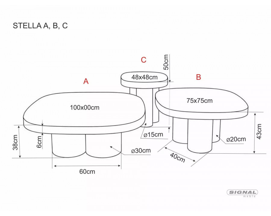 Стіл журнальний кавовий Stella B 75×75 см Чорний