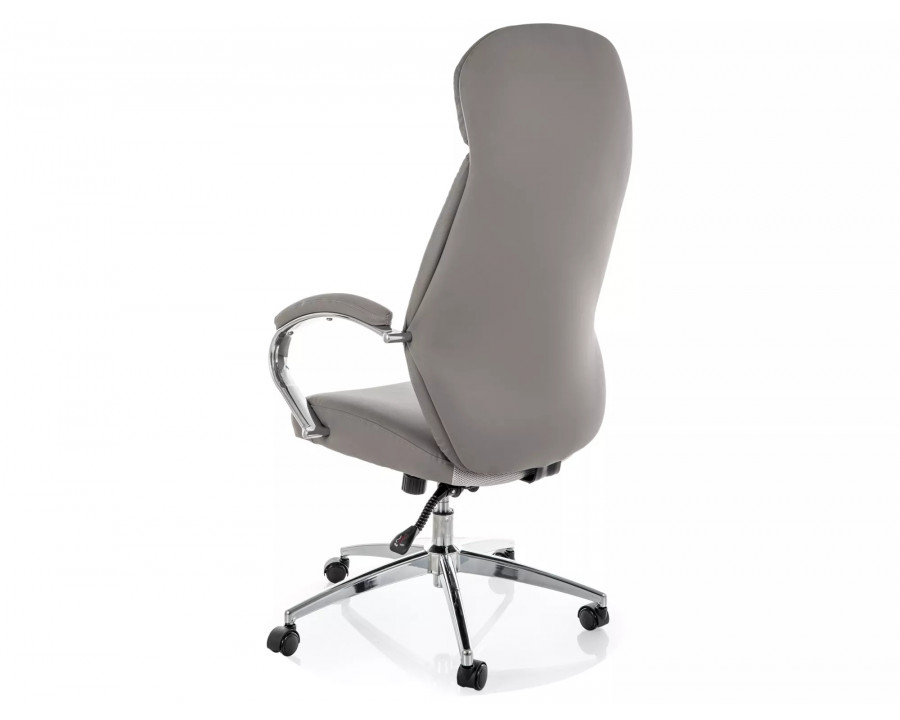 Крісло офісне комп'ютерне поворотне Q-09 Сіра екошкіра / Хром каркас
