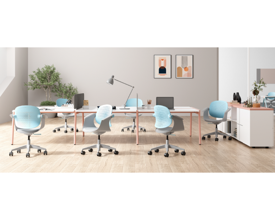 Крісло офісне ARLEN світло-бірюзове/сіра тканина/сірий каркас