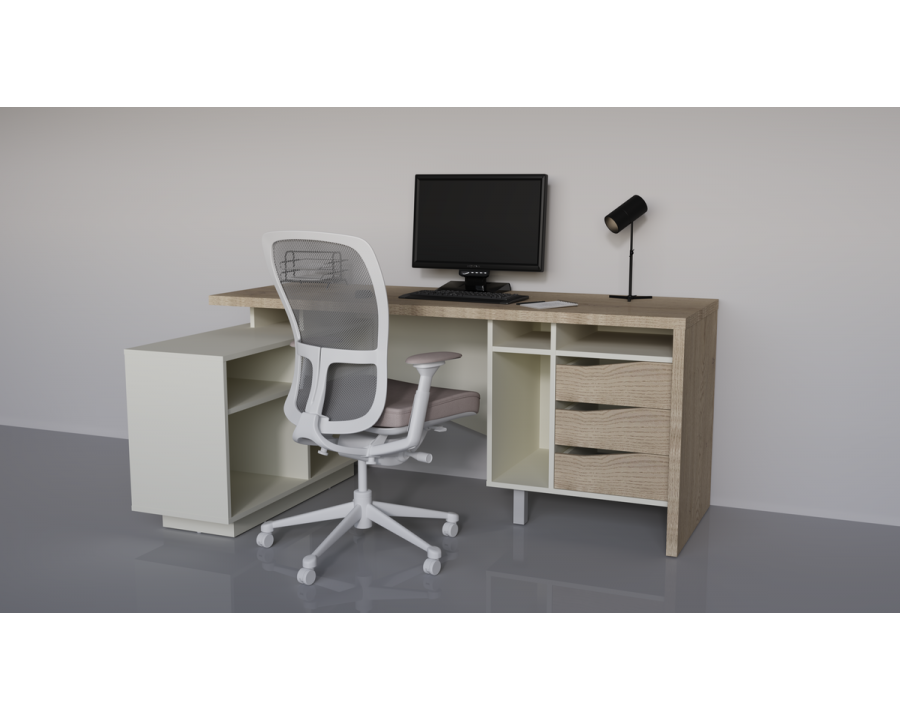 Стіл письмовий CONNECT 2 L SK 180×78 см. Дуб кремона котта / Стоун бейж