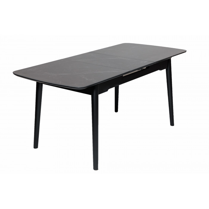 Стіл обідній розкладний BERLIN CERAMIC 140(180)*80 чорний мат кераміка/чорний каркас