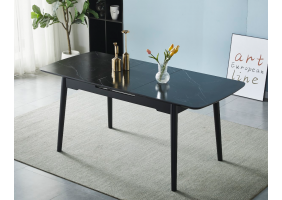 Стіл обідній розкладний BERLIN CERAMIC 140(180)*80 чорний мат кераміка/чорний каркас