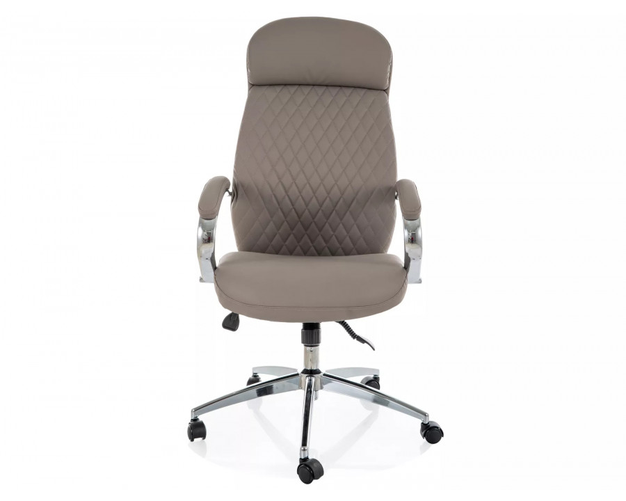 Крісло офісне комп'ютерне поворотне Q-09 Сіра екошкіра / Хром каркас