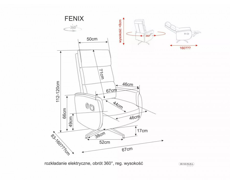 Крісло реклайнер електричне Fenix Raven Капучіно тканина / Чорний каркас