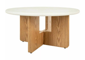 Стіл журнальний кавовий Alma ø80 см Екрю / Дуб