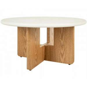 Стіл журнальний кавовий Alma ø80 см Екрю / Дуб