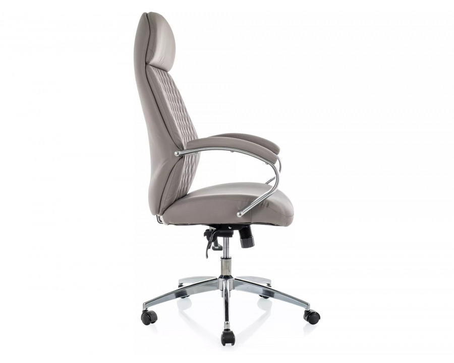 Крісло офісне комп'ютерне поворотне Q-09 Сіра екошкіра / Хром каркас