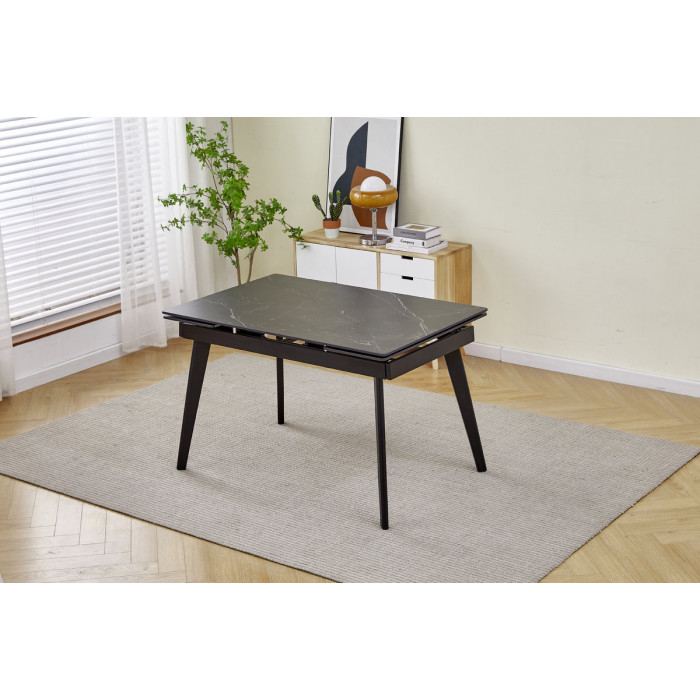 Стіл обідній розкладний OSLO CERAMIC 120(180)*80 чорний глянець/чорний каркас