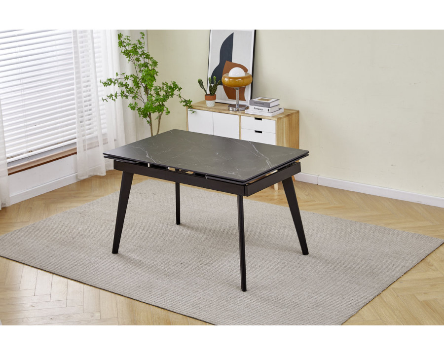 Стіл обідній розкладний OSLO CERAMIC 120(180)*80 чорний глянець/чорний каркас