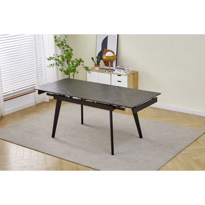 Стіл обідній розкладний OSLO CERAMIC 120(180)*80 чорний глянець/чорний каркас