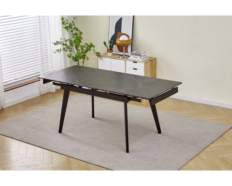 Стіл обідній розкладний OSLO CERAMIC 120(180)*80 чорний глянець/чорний каркас