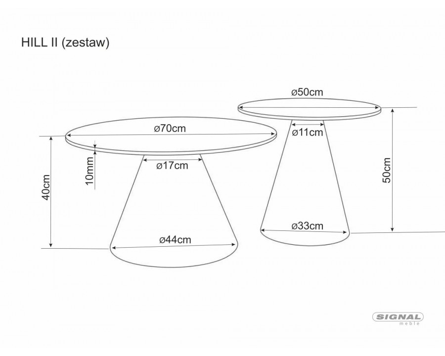 Набір журнальних столів Hill II ø70 см Беж / Кашемір