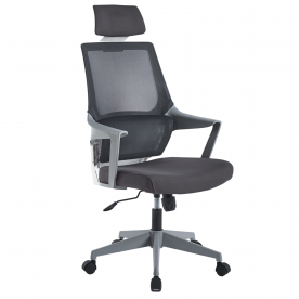 Крісло комп’ютерне ARON II Сіре / Сірий і Білий каркас