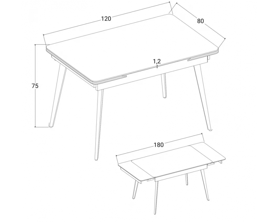 Стіл обідній розкладний OSLO CERAMIC 120(180)*80 чорний глянець/чорний каркас