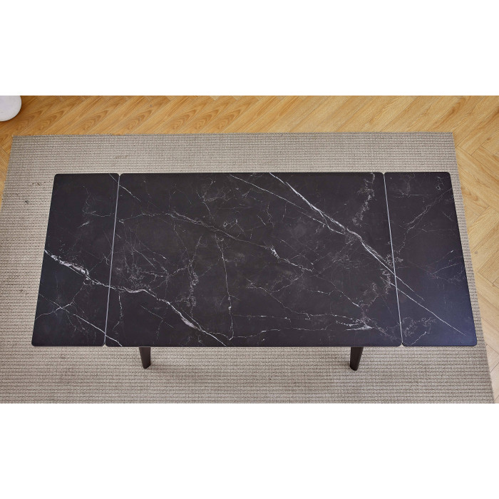 Стіл обідній розкладний OSLO CERAMIC 120(180)*80 чорний глянець/чорний каркас