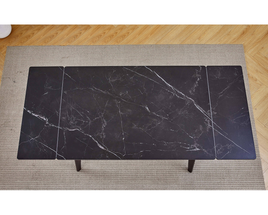 Стіл обідній розкладний OSLO CERAMIC 120(180)*80 чорний глянець/чорний каркас