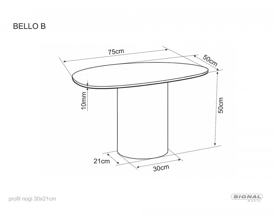Стіл журнальний кавовий Bello B 75×50 см Білий / Мідь
