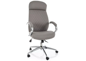Крісло офісне комп'ютерне поворотне Q-09 Сіра екошкіра / Хром каркас