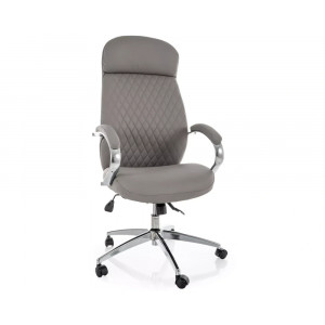 Крісло офісне комп'ютерне поворотне Q-09 Сіра екошкіра / Хром каркас