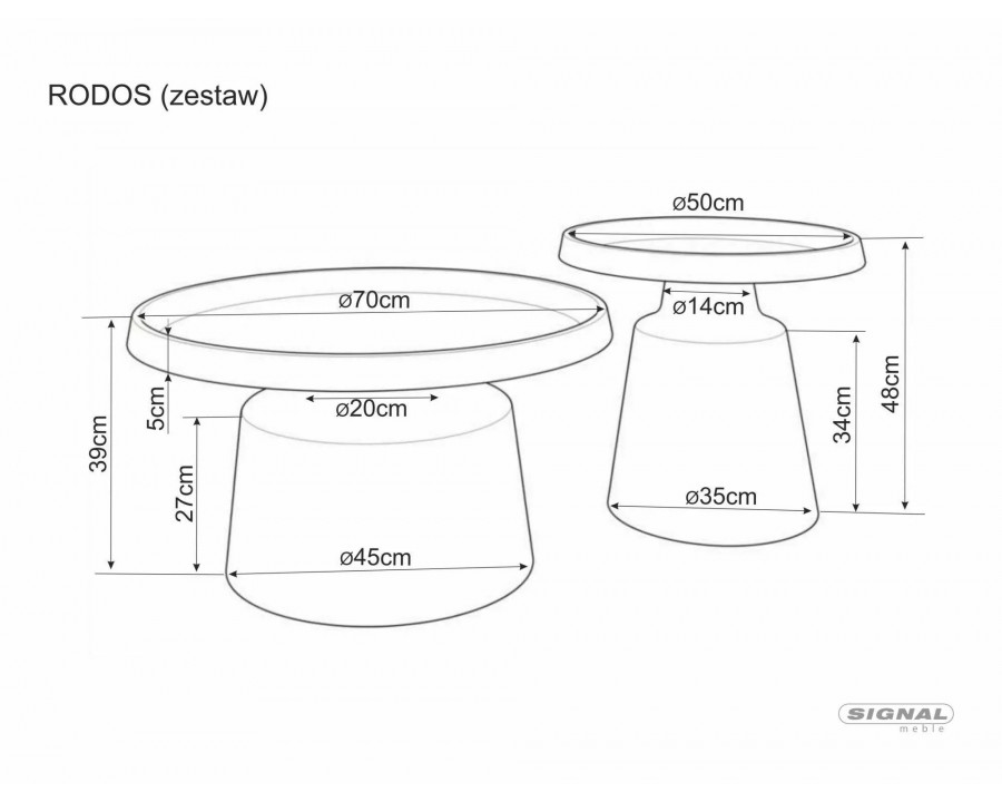 Набір журнальних столів Rodos ø70 см Беж