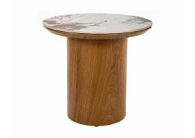 Стіл журнальний кавовий Rondo ø45 см Білий / Дуб
