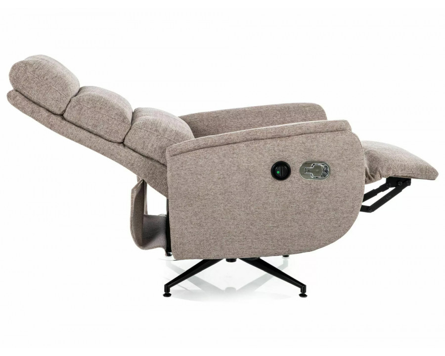 Крісло реклайнер електричне Fenix Raven Темно-бежева тканина / Чорний каркас