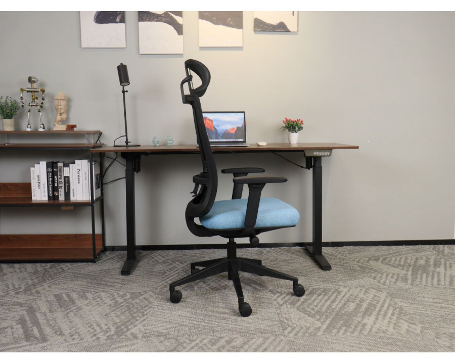 Крісло офісне TERRY чорне/синя тканина/чорний каркас