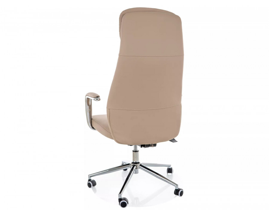 Крісло офісне комп'ютерне поворотне Q-05 Бежева екошкіра / Хром каркас