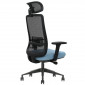 Крісло офісне TERRY чорне/синя тканина/чорний каркас