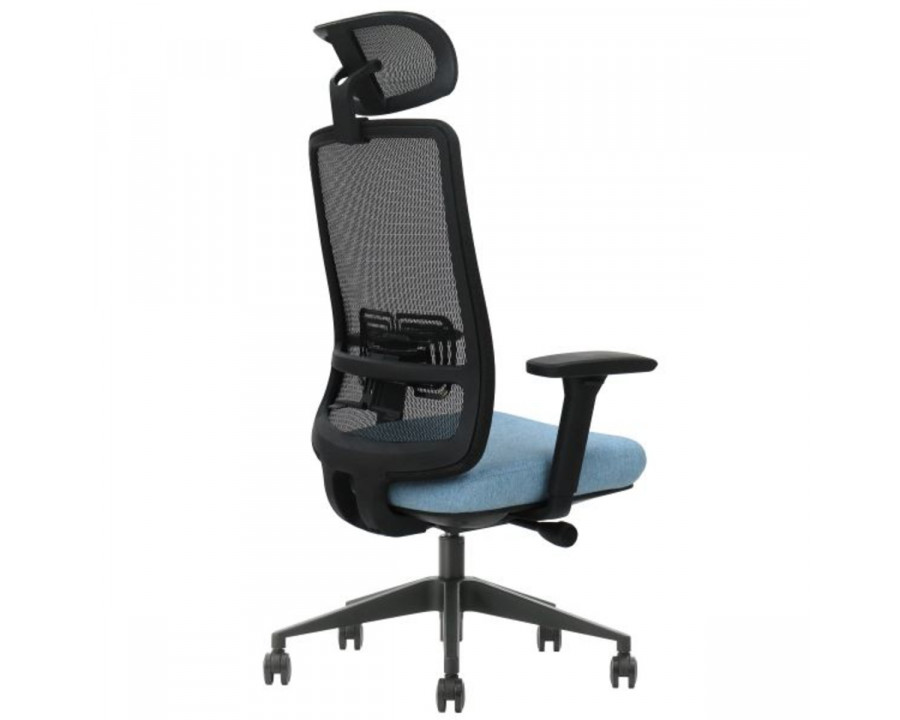 Крісло офісне TERRY чорне/синя тканина/чорний каркас